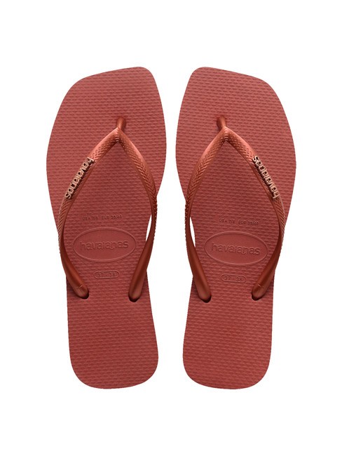 HAVAIANAS SQUARE LOGO Chancletas caoba - Zapatos Mujer