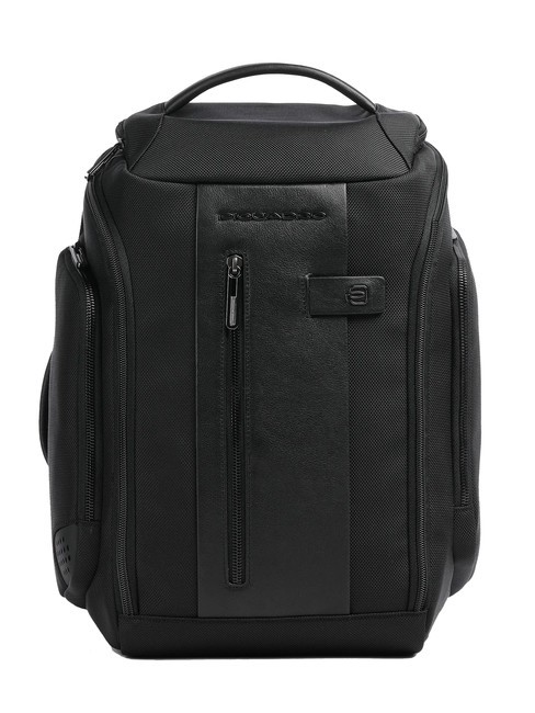 PIQUADRO BRIEF 2 Mochila tipo duffle de piel y tejido negro - Mochilas para portátil