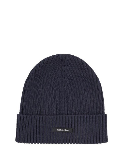 CALVIN KLEIN CLASSIC COTTON RIB Gorro en mezcla de algodón ck azul marino ck - Bufandas