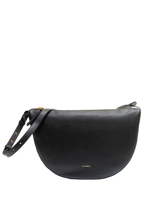 COCCINELLE LEA Bolso bandolera media luna de piel martillada negro - Bolsos Mujer