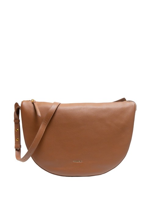 COCCINELLE LEA Bolso bandolera media luna de piel martillada BRULE - Bolsos Mujer