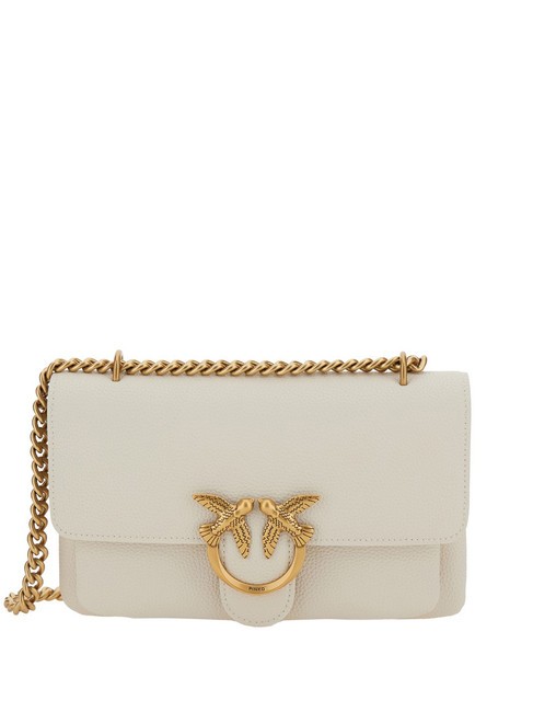 PINKO LOVE SOFT MINI Bolso de hombro/bandolera blanco seda-oro antiguo - Bolsos Mujer