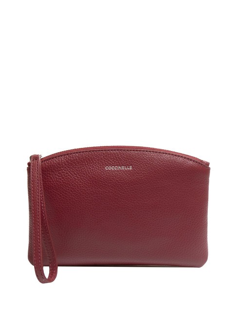 COCCINELLE ROUNDED ENVELOPE Bolso de mano de piel con puño rojo granate - Bolsos Mujer