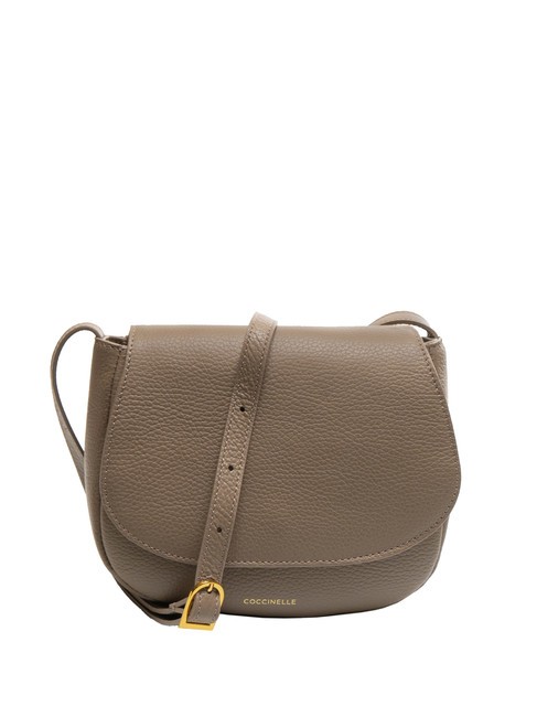 COCCINELLE CHERRY Bolso bandolera redondo de piel topo cálido - Bolsos Mujer