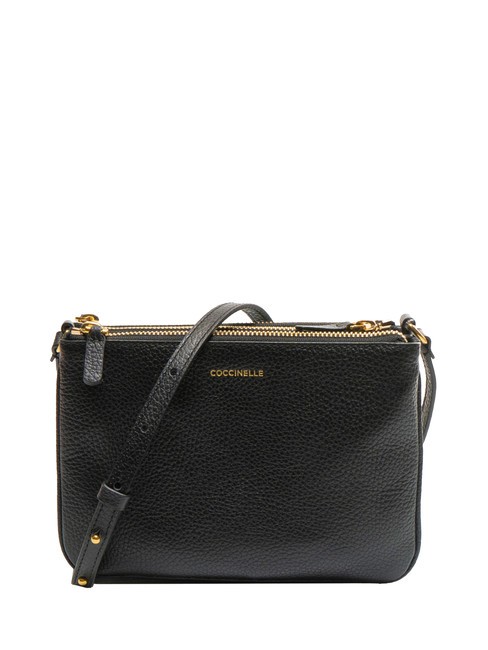 COCCINELLE TRINITY Bolso bandolera de piel con 3 compartimentos negro - Bolsos Mujer