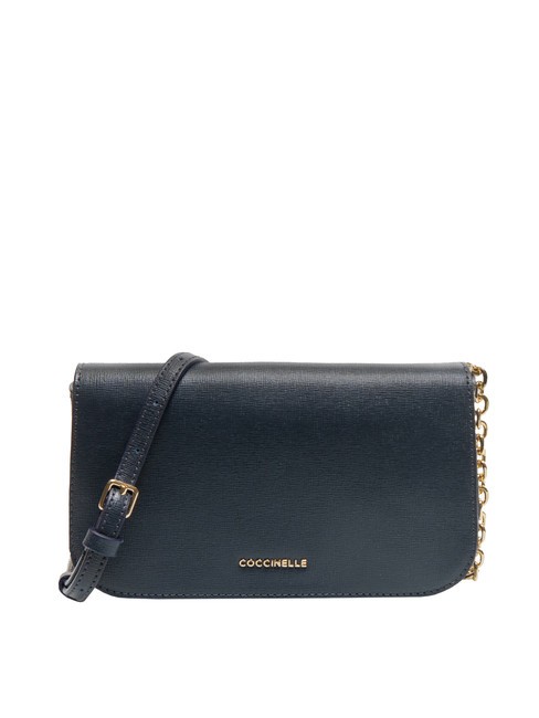 COCCINELLE CLOUD TEXTURED Bolso mini de piel con bandolera de cadena azul medianoche - Bolsos Mujer