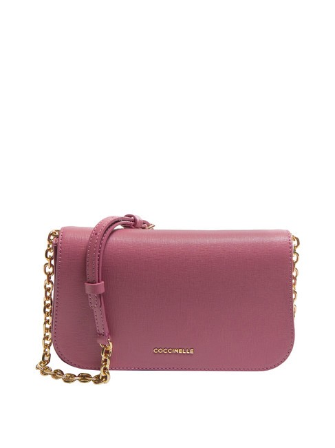 COCCINELLE CLOUD TEXTURED Bolso mini de piel con bandolera de cadena rosa pulpa - Bolsos Mujer