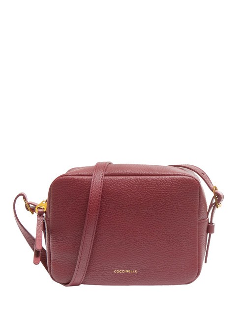 COCCINELLE CHERRY Bolso cámara de piel martillada rojo granate - Bolsos Mujer