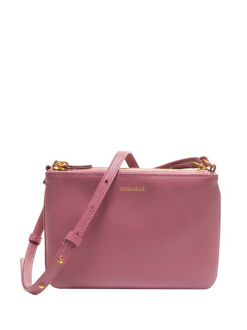 COCCINELLE TRINITY Bolso bandolera de piel con 3 compartimentos rosa pulpa - Bolsos Mujer