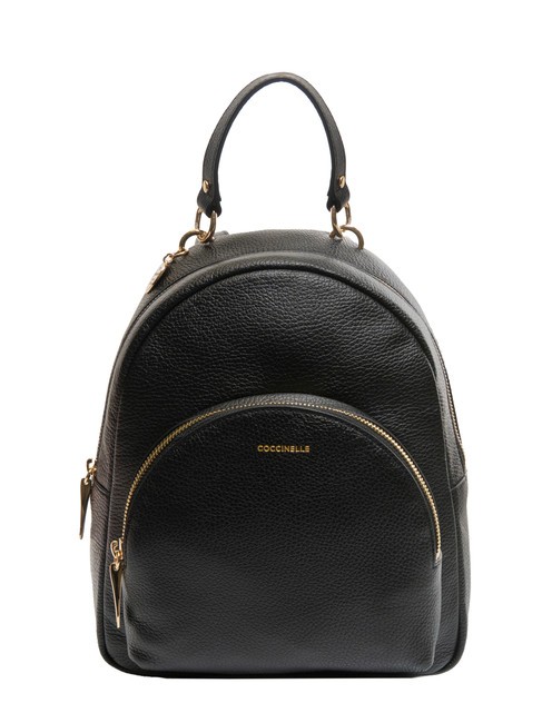 COCCINELLE ALPHA Mochila redonda de piel con bolsillo. negro - Bolsos Mujer