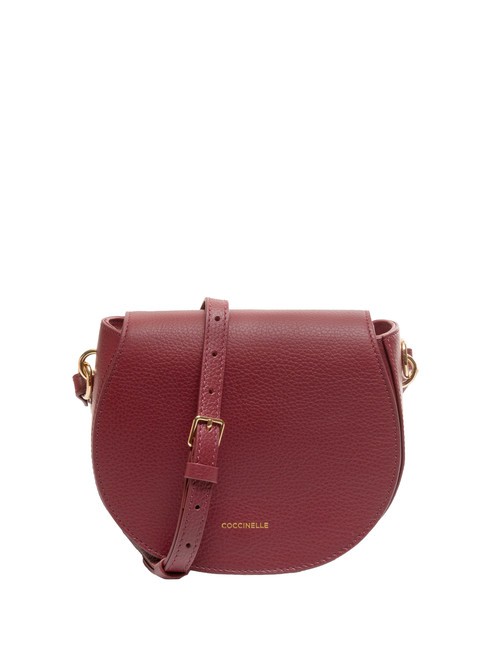 COCCINELLE ALPHA Bolso bandolera de piel con solapa rojo granate - Bolsos Mujer