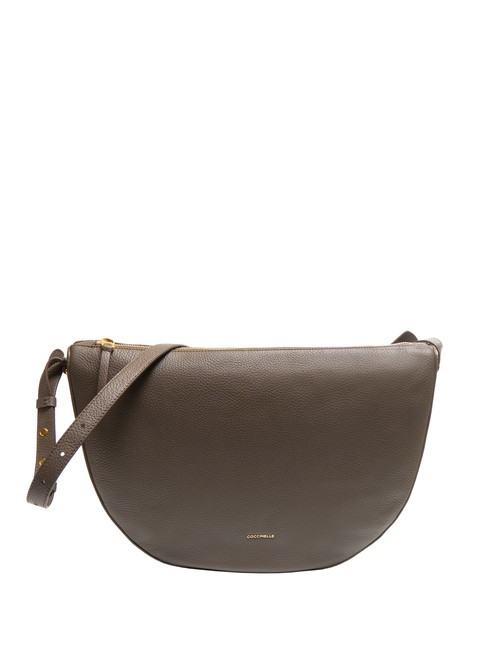 COCCINELLE LEA Bolso bandolera media luna de piel martillada ébano - Bolsos Mujer