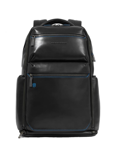 PIQUADRO BLUE SQUARE  Mochila de cuero para portátil de 15,6" negro - Mochilas para portátil