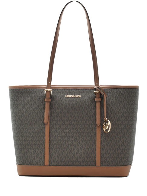 MICHAEL KORS JET SET TRAVEL Monogram Comprador de hombro marrón - Bolsos Mujer