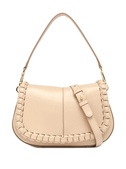 GIANNI CHIARINI HELENA ROUND Bolso de piel con solapa crema - Bolsos Mujer