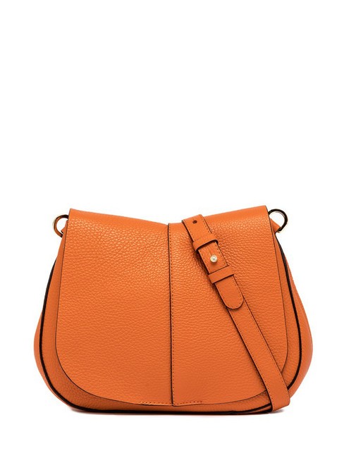 GIANNI CHIARINI HELENA ROUND Bolso de piel con doble bandolera. naranja llama - Bolsos Mujer