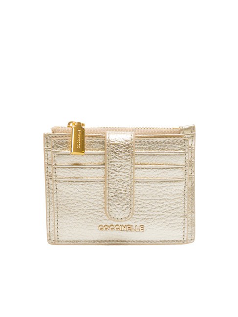 COCCINELLE METALLIC SOFT Cartera plana de piel con textura oro pálido - Carteras Mujer