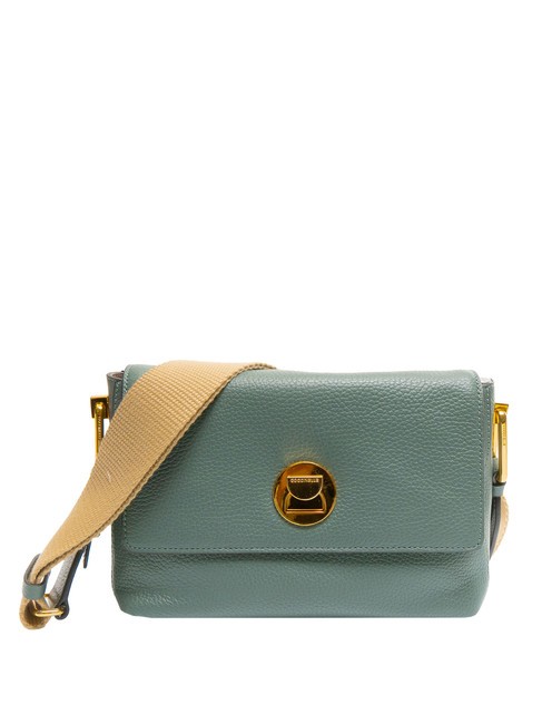 COCCINELLE LIYA Bolso bandolera de piel martillada verde col rizada/café - Bolsos Mujer