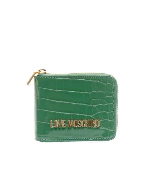 LOVE MOSCHINO SHINY CROCO Cartera pequeña con cremallera verde - Carteras Mujer