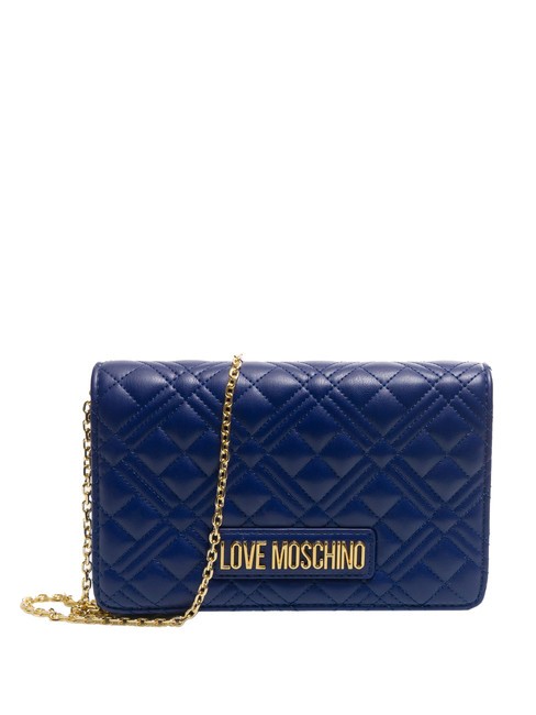 LOVE MOSCHINO QUILTED Bolso de mano acolchado con correa de metal azul - Bolsos Mujer