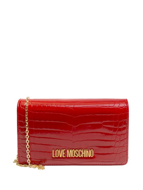 LOVE MOSCHINO SHINY CROCO Bolso de mano con bandolera metálica ROJO - Bolsos Mujer