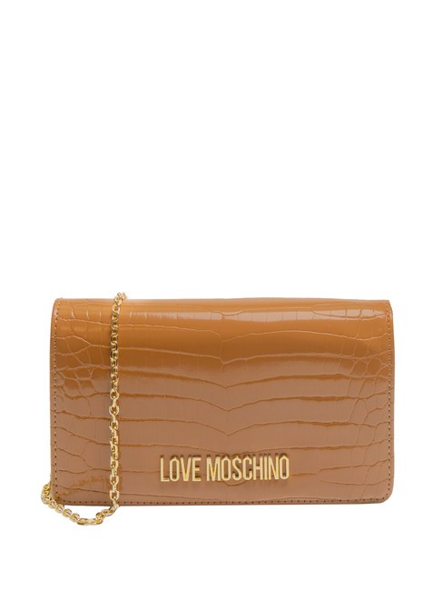 LOVE MOSCHINO SHINY CROCO Bolso de mano con bandolera metálica nueces - Bolsos Mujer