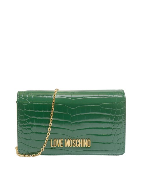 LOVE MOSCHINO SHINY CROCO Bolso de mano con bandolera metálica verde - Bolsos Mujer