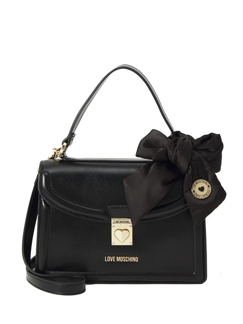 LOVE MOSCHINO FIOCCO Bolso maletín con bandolera negro - Bolsos Mujer