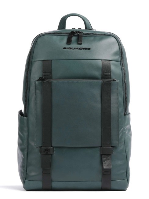 PIQUADRO DAVID Mochila de piel para portátil de 14" VERDE - Mochilas para portátil