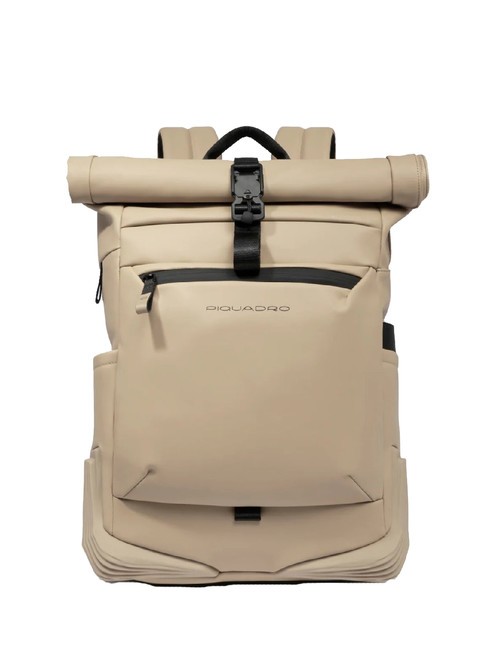 PIQUADRO CORNER SPECIALE GOMMATO Mochila enrollable para portátil de 15,6" BEIGE - Mochilas para portátil