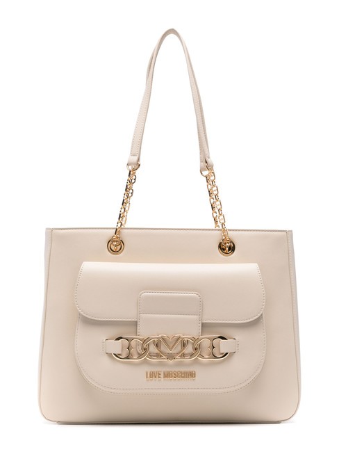 LOVE MOSCHINO HEART CHAIN Bolso shopper de hombro Marfil - Bolsos Mujer