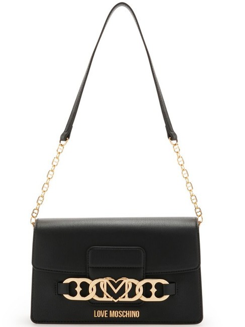 LOVE MOSCHINO HEART CHAIN Bolso de hombro negro - Bolsos Mujer