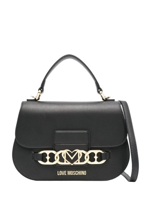 LOVE MOSCHINO HEART CHAIN Bolso de mano con bandolera negro - Bolsos Mujer