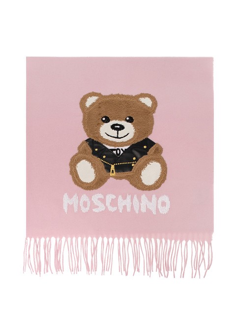 MOSCHINO TEDDY Bufanda de lana con flecos rosa - Bufandas