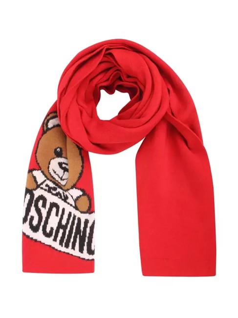 MOSCHINO TEDDY LOGO Bufanda mezcla de lana rojo - Bufandas