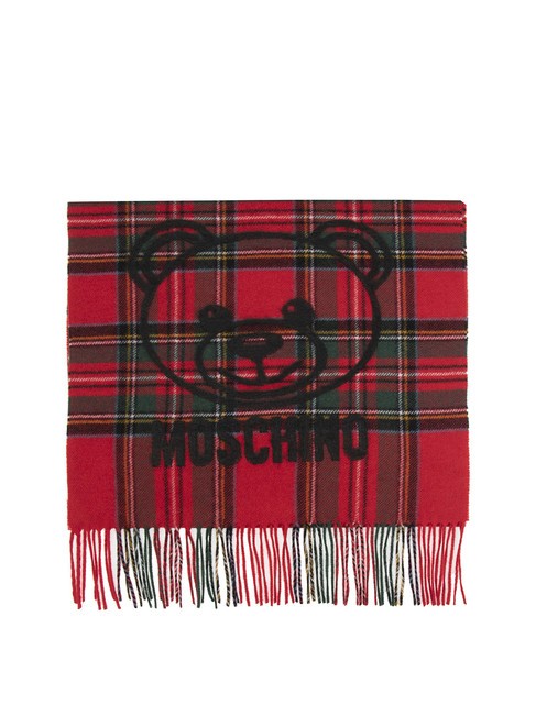 MOSCHINO TARTAN Bufanda de lana con flecos rojo - Bufandas