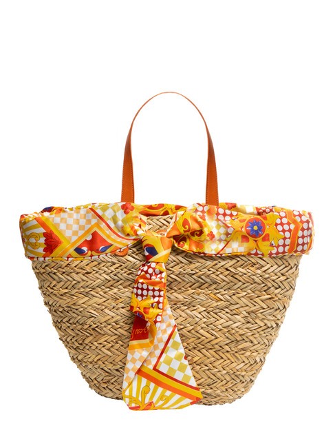 YNOT JAVA Bolso de playa grande de paja naranja - Bolsos Mujer