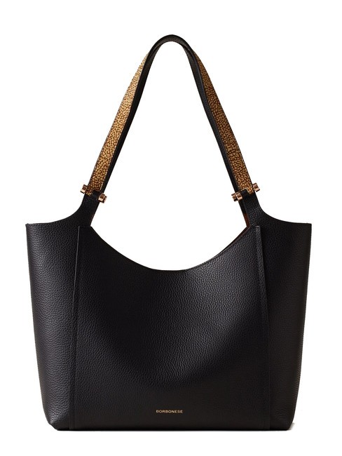 BORBONESE BOLT  Bolso de compras de cuero op negro / natural - Bolsos Mujer