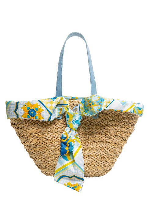 YNOT JAVA Bolso de playa grande de paja azul claro - Bolsos Mujer