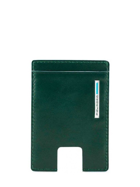 PIQUADRO BLUE SQUARE  Tarjetero plano de piel VERDE - Carteras Hombre