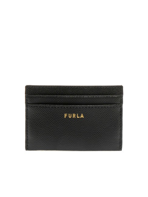 FURLA GARDENIA Tarjetero de piel con estampado Andrómeda negro - Carteras Mujer