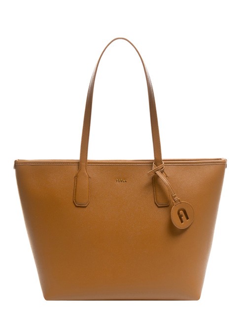 FURLA CLASSIC Bolso shopper de piel con estampado Andrómeda brandy - Bolsos Mujer