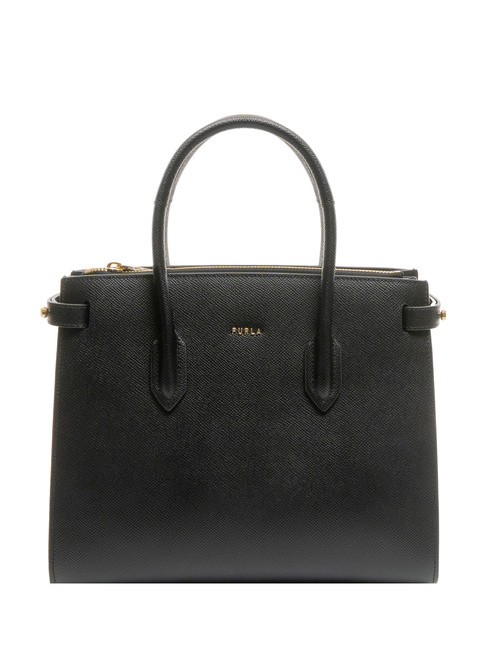 FURLA GARDENIA Bolso de mano de piel con estampado Andrómeda negro - Bolsos Mujer