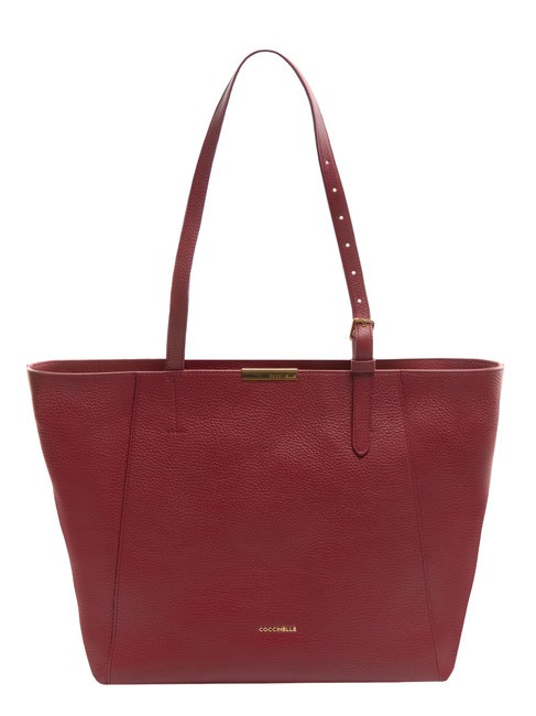 COCCINELLE CHER Bolso shopping de piel martillada rojo granate - Bolsos Mujer