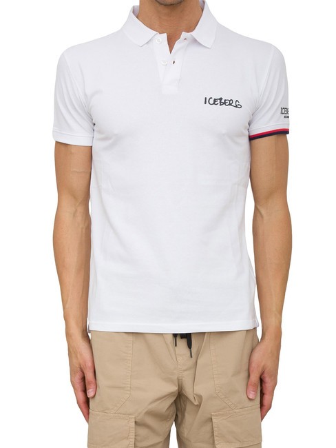 ICEBERG NEW BASIC LOGO Polo de algodón elástico blanco - camisa polo