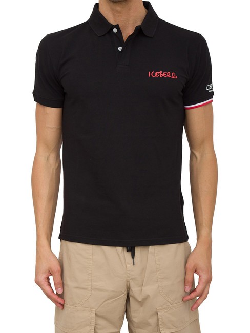 ICEBERG NEW BASIC LOGO Polo de algodón elástico negro - camisa polo