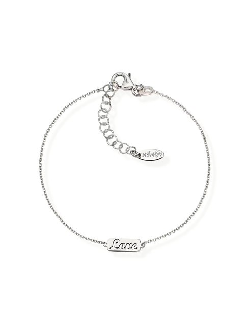 AMEN AMORE LOVE Pulsera con placa LOVE rodio - Pulseras