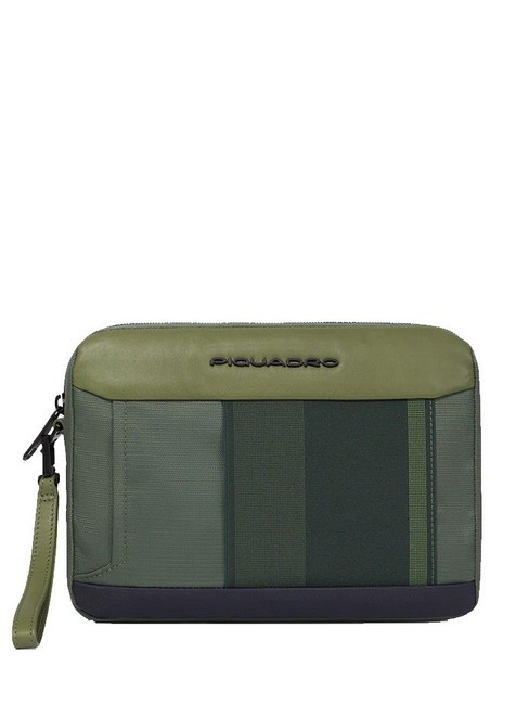 PIQUADRO STEVE Bolso de mano de piel y tela VERDE - Fundas para tablet & Organizer