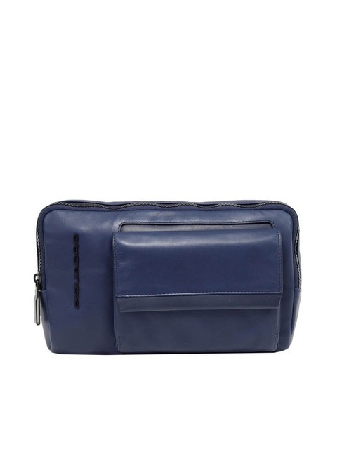 PIQUADRO FINN Bolsa de cuero azul - Riñoneras