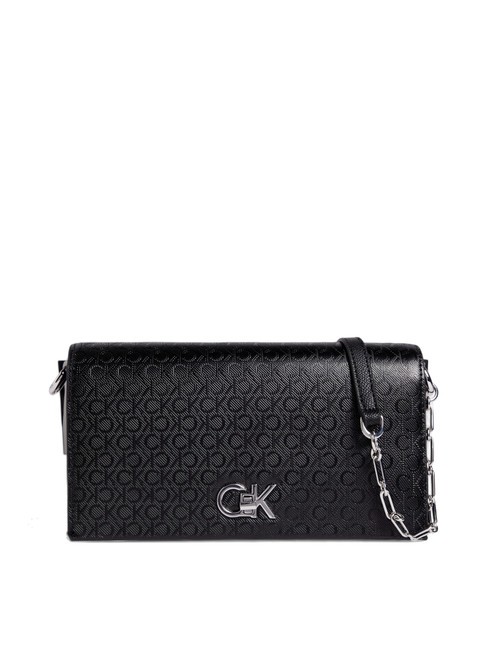 CALVIN KLEIN CK Bolso bandolera con solapa blackmono - Bolsos Mujer